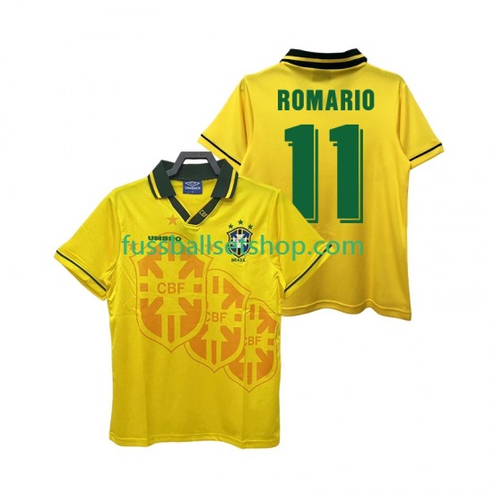 Günstige Fußball Trikotsatz Brasilien ROMARIO 11 Retro Herren Heimtrikot 1994 Kurzarm