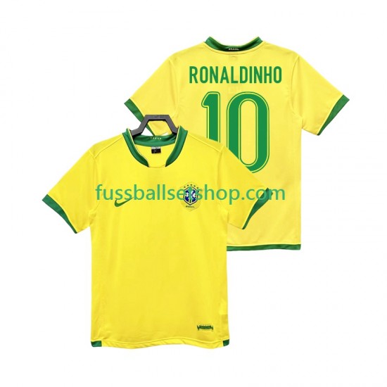 Günstige Fußball Trikotsatz Brasilien RONALDINHO 10 Retro Herren Heimtrikot 2006 Kurzarm