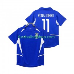 Günstige Fußball Trikotsatz Brasilien RONALDINHO 11 Retro Herren Auswärtstrikot 2002 Kurzarm