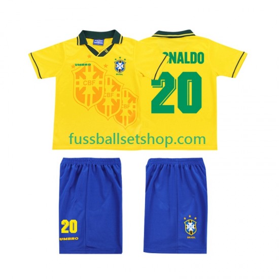 Günstige Fußball Trikotsatz Brasilien RONALDO 20 Retro Kinder Heimtrikot 1994 Kurzarm