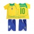 Günstige Fußball Trikotsatz Brasilien RONALOINHO 10 2004 Retro Kinder Heimtrikot Kurzarm