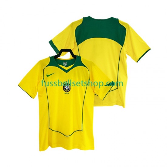 Günstige Fußball Trikotsatz Brasilien 2004 Retro Herren Heimtrikot Kurzarm