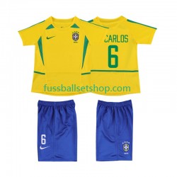 Günstige Fußball Trikotsatz Brasilien Roberto Carlos 6 Retro Kinder Heimtrikot 2002 Kurzarm