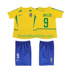 Günstige Fußball Trikotsatz Brasilien Ronaldo 9 Retro Kinder Heimtrikot 2002 Kurzarm