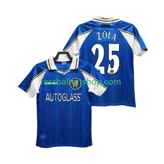 Günstige Fußball Trikotsatz Chelsea ZOLA 25 1997 Retro Herren Heimtrikot 1999 Kurzarm