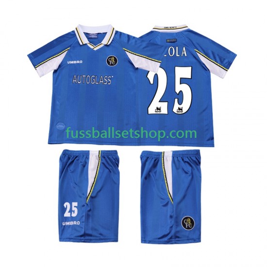 Günstige Fußball Trikotsatz Chelsea ZOLA 25 1997 Retro Kinder Heimtrikot 1999 Kurzarm