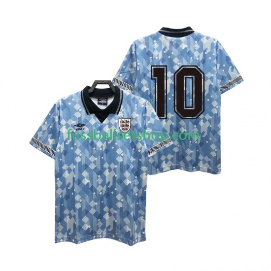 Günstige Fußball Trikotsatz England 10 1990 Retro Herren Ausweichtrikot Kurzarm