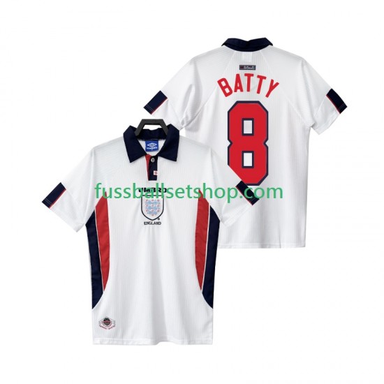 Günstige Fußball Trikotsatz England BATTY 8 Retro Herren Heimtrikot 1998 Kurzarm
