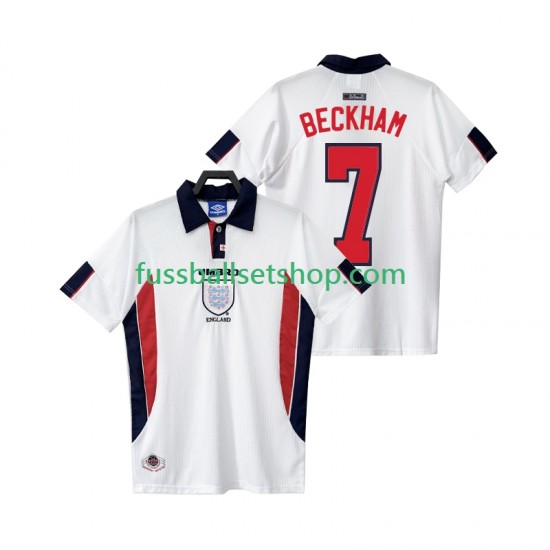 Günstige Fußball Trikotsatz England BECKHAM 7 Retro Herren Heimtrikot 1998 Kurzarm