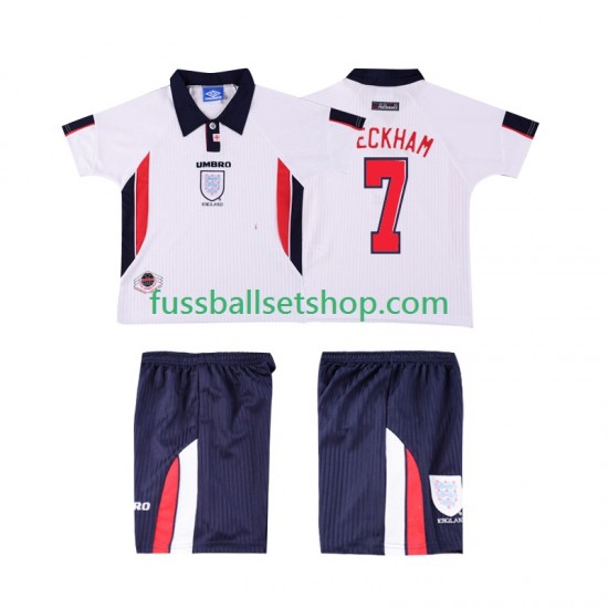 Günstige Fußball Trikotsatz England Beckham 7 Retro Kinder Heimtrikot 1998 Kurzarm