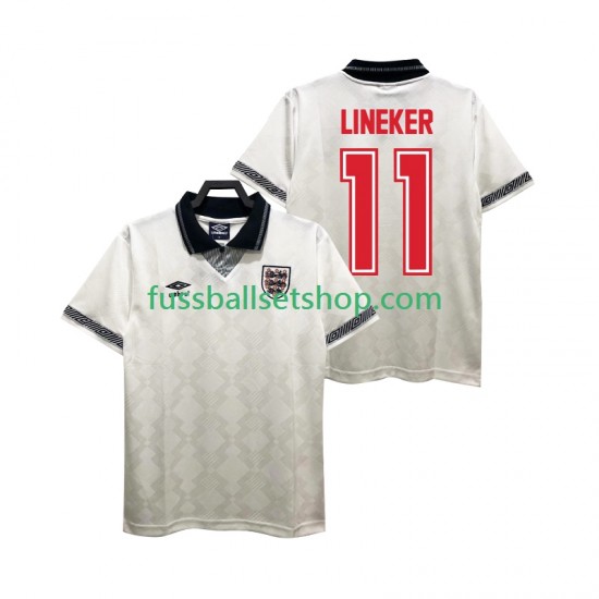 Günstige Fußball Trikotsatz England LINEKER 11 1990 Retro Herren Heimtrikot Kurzarm