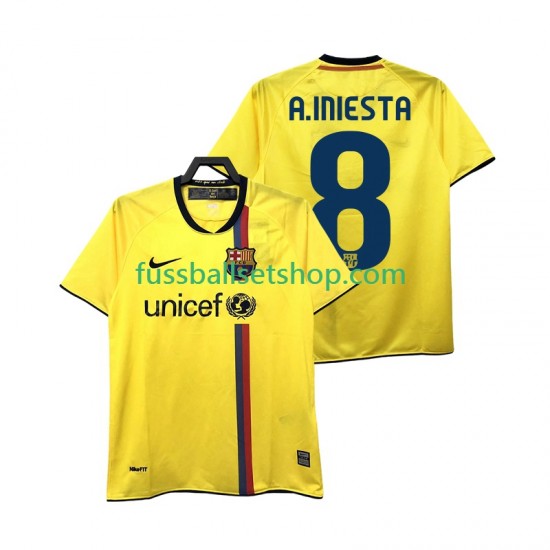 Günstige Fußball Trikotsatz FC Barcelona A INIESTA 8 2009 Retro Herren Auswärtstrikot 2008 Kurzarm