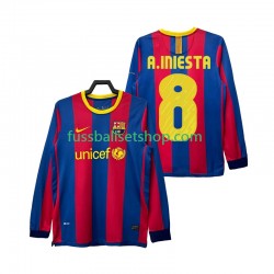 Günstige Fußball Trikotsatz FC Barcelona A INIESTA 8 Retro Herren Heimtrikot 2011 2010 Langarm
