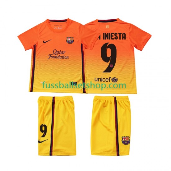 Günstige Fußball Trikotsatz FC Barcelona A INIESTA 9 2012 2013 Retro Kinder Auswärtstrikot Kurzarm