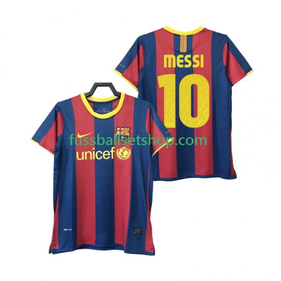 Günstige Fußball Trikotsatz FC Barcelona Lionel Messi 10 Retro Herren Heimtrikot 2011 2010 Kurzarm