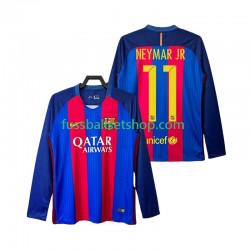Günstige Fußball Trikotsatz FC Barcelona Neymar JR 11 2016 2017 Retro Herren Heimtrikot Langarm