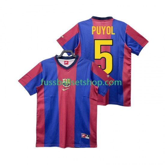 Günstige Fußball Trikotsatz FC Barcelona PUYOL 5 Retro Herren Heimtrikot 1998 1999 Kurzarm