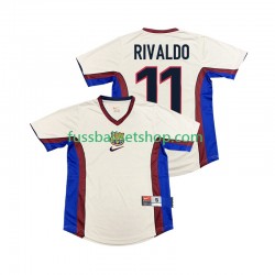Günstige Fußball Trikotsatz FC Barcelona RIVALDO 11 Retro Herren Auswärtstrikot 1998 1999 Kurzarm