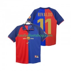Günstige Fußball Trikotsatz FC Barcelona RIVALDO 11 1990 2000 Retro Herren Heimtrikot Kurzarm