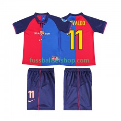 Günstige Fußball Trikotsatz FC Barcelona RIVALDO 11 2000 Retro Kinder Heimtrikot 1999 Kurzarm