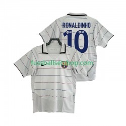 Günstige Fußball Trikotsatz FC Barcelona RONALDINHO 10 2003 2004 Retro Herren Auswärtstrikot Kurzarm