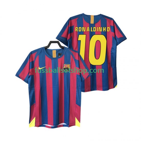 Günstige Fußball Trikotsatz FC Barcelona RONALDINHO 10 2005 Retro Herren Heimtrikot 2006 Kurzarm