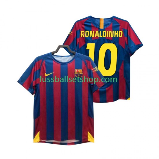 Günstige Fußball Trikotsatz FC Barcelona RONALDINHO 10 Champions League 2005 Retro Herren Heimtrikot 2006 Kurzarm