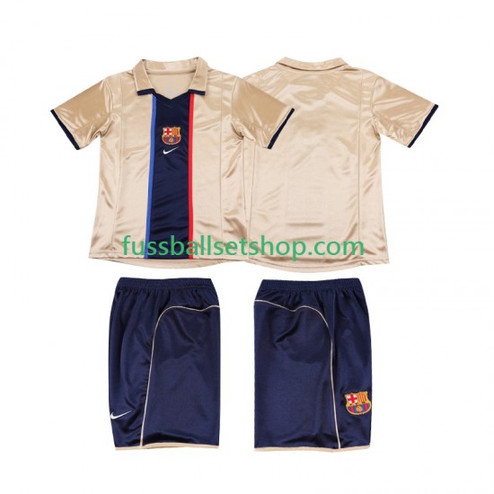 Günstige Fußball Trikotsatz FC Barcelona 2001 Retro Kinder Auswärtstrikot 2002 Kurzarm