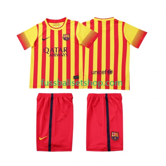 Günstige Fußball Trikotsatz FC Barcelona 2013 2014 Retro Kinder Auswärtstrikot Kurzarm