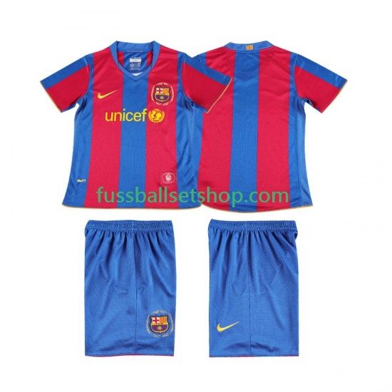 Günstige Fußball Trikotsatz FC Barcelona 2007 Retro Kinder Heimtrikot 2008 Kurzarm