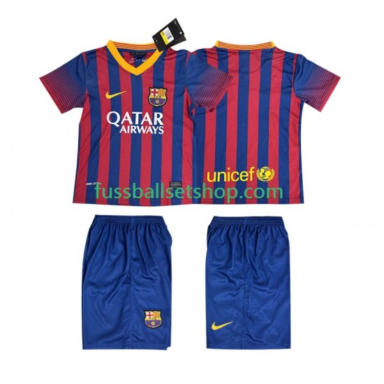 Günstige Fußball Trikotsatz FC Barcelona 2013 2014 Retro Kinder Heimtrikot Kurzarm