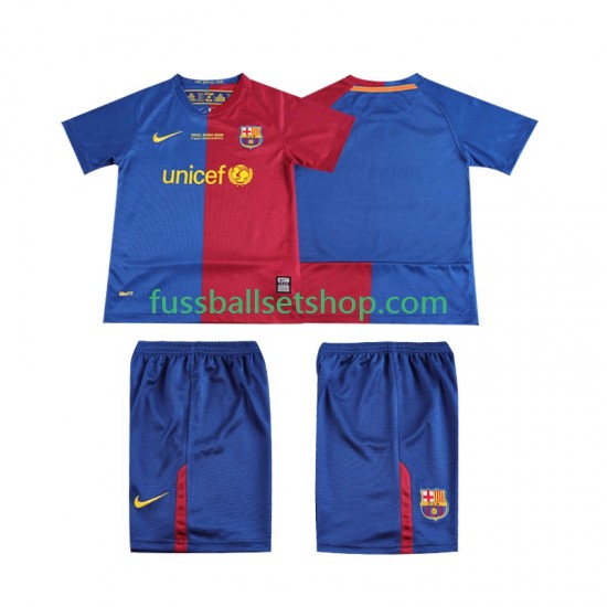 Günstige Fußball Trikotsatz FC Barcelona Champions League 2009 Retro Kinder Heimtrikot 2008 Kurzarm