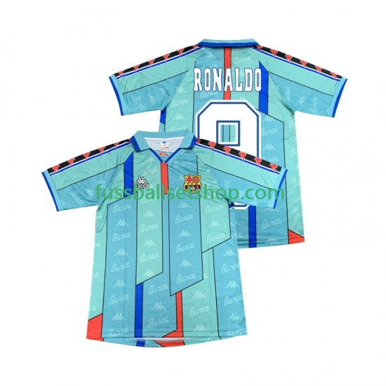 Günstige Fußball Trikotsatz FC Barcelona Ronaldo 9 1996 1997 Retro Herren Auswärtstrikot Kurzarm