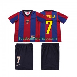 Günstige Fußball Trikotsatz FC Barcelona SAVIOLA 7 Retro Kinder Heimtrikot 1998 1999 Kurzarm