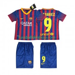 Günstige Fußball Trikotsatz FC Barcelona SUARZE 9 2013 2014 Retro Kinder Heimtrikot Kurzarm