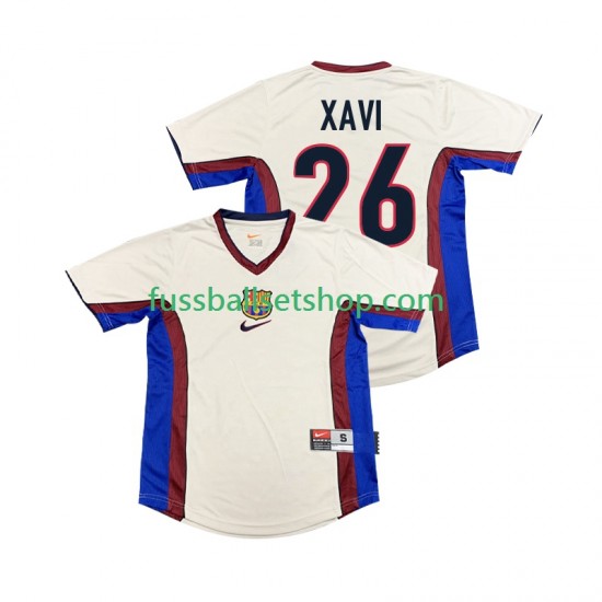 Günstige Fußball Trikotsatz FC Barcelona XAVI 26 Retro Herren Auswärtstrikot 1998 1999 Kurzarm