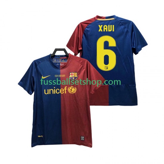 Günstige Fußball Trikotsatz FC Barcelona XAVI 6 Champions League 2009 Retro Herren Heimtrikot 2008 Kurzarm