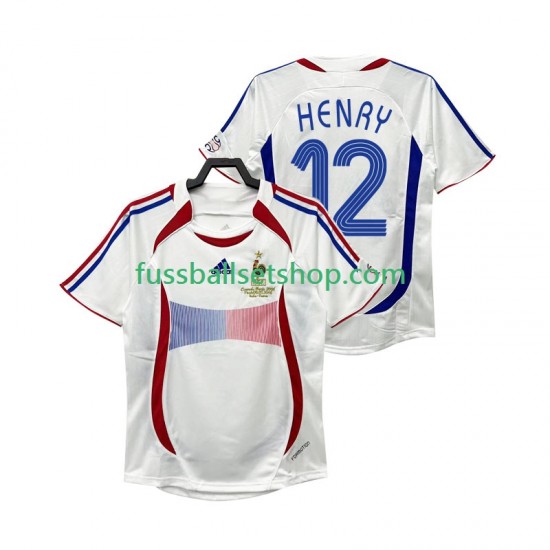Günstige Fußball Trikotsatz Frankreich Henry 12 Retro Herren Auswärtstrikot 2006 Kurzarm