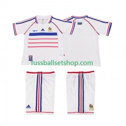 Günstige Fußball Trikotsatz Frankreich Retro Kinder Auswärtstrikot 1998 Kurzarm