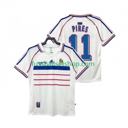 Günstige Fußball Trikotsatz Frankreich PIRES 11 Retro Herren Auswärtstrikot 1998 Kurzarm