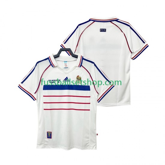 Günstige Fußball Trikotsatz Frankreich Retro Herren Auswärtstrikot 1998 Kurzarm