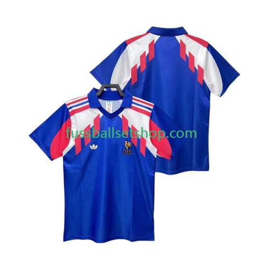 Günstige Fußball Trikotsatz Frankreich 1990 Retro Herren Heimtrikot Kurzarm