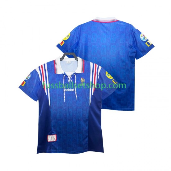 Günstige Fußball Trikotsatz Frankreich 1996 Retro Herren Heimtrikot Kurzarm
