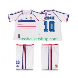 Günstige Fußball Trikotsatz Frankreich ZIDANE 10 Retro Kinder Auswärtstrikot 1998 Kurzarm