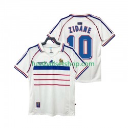 Günstige Fußball Trikotsatz Frankreich ZIDANE 10 Retro Herren Auswärtstrikot 1998 Kurzarm
