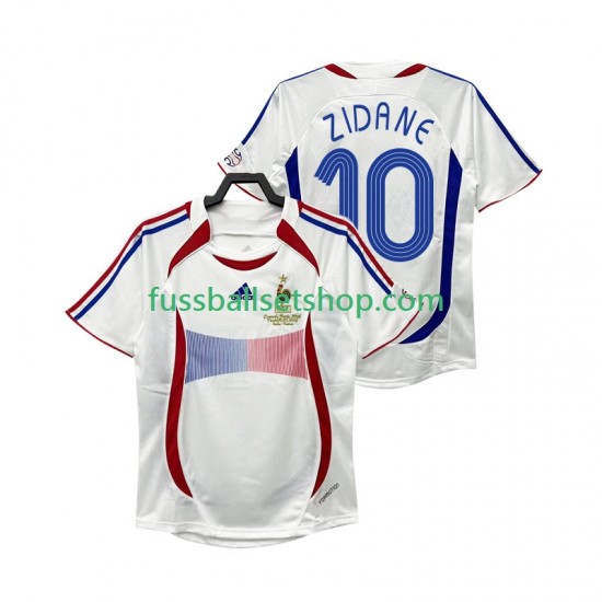 Günstige Fußball Trikotsatz Frankreich ZIDANE 10 Retro Herren Auswärtstrikot 2006 Kurzarm