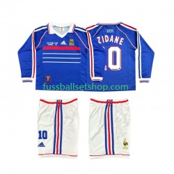 Günstige Fußball Trikotsatz Frankreich ZINANE 10 Retro Kinder Heimtrikot 1998 Langarm