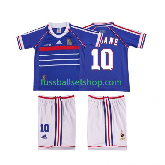 Günstige Fußball Trikotsatz Frankreich ZINANE 10 Retro Kinder Heimtrikot 1998 Kurzarm