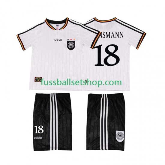 Günstige Fußball Trikotsatz Deutschland KLINSMANN 18 1996 Retro Kinder Heimtrikot Kurzarm