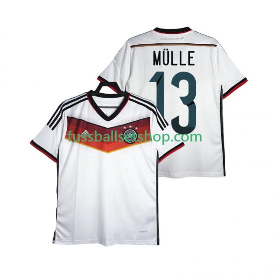 Günstige Fußball Trikotsatz Deutschland MULLER 13 2014 Retro Herren Heimtrikot Kurzarm